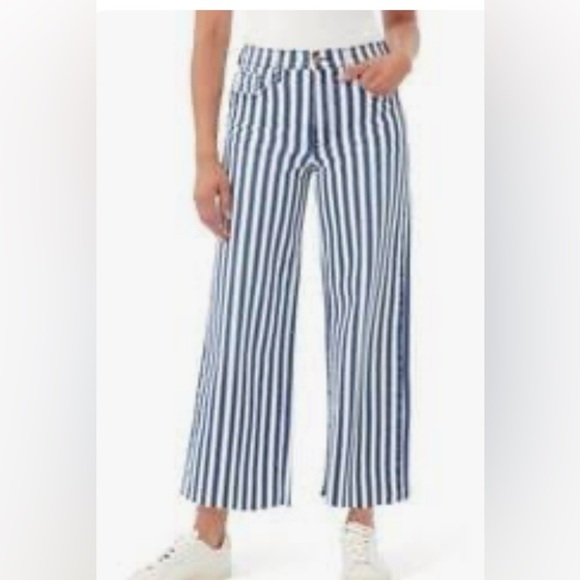 Kensie Denim - Kensie High Waist Raw Hem Wide Leg Jeans (Waist 28”Rise 10.5”Inseam 32”)